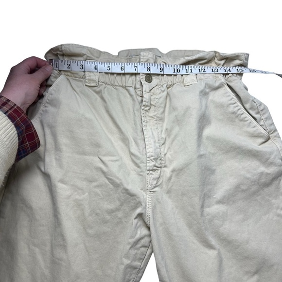 MOTHER High Paper Bag Waist Khaki Tan Pants Size 31 Yo-yo Ruffle Greaser Ankle - Picture 10 of 13